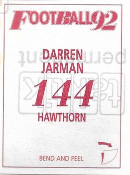 1992 Select AFL Stickers #144 Darren Jarman Back